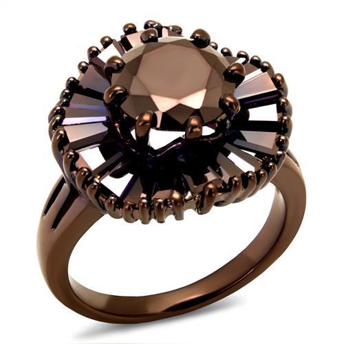 JCE1167 IP Coffee light Brass Ring with AAA Grade CZ  in Light Coffee