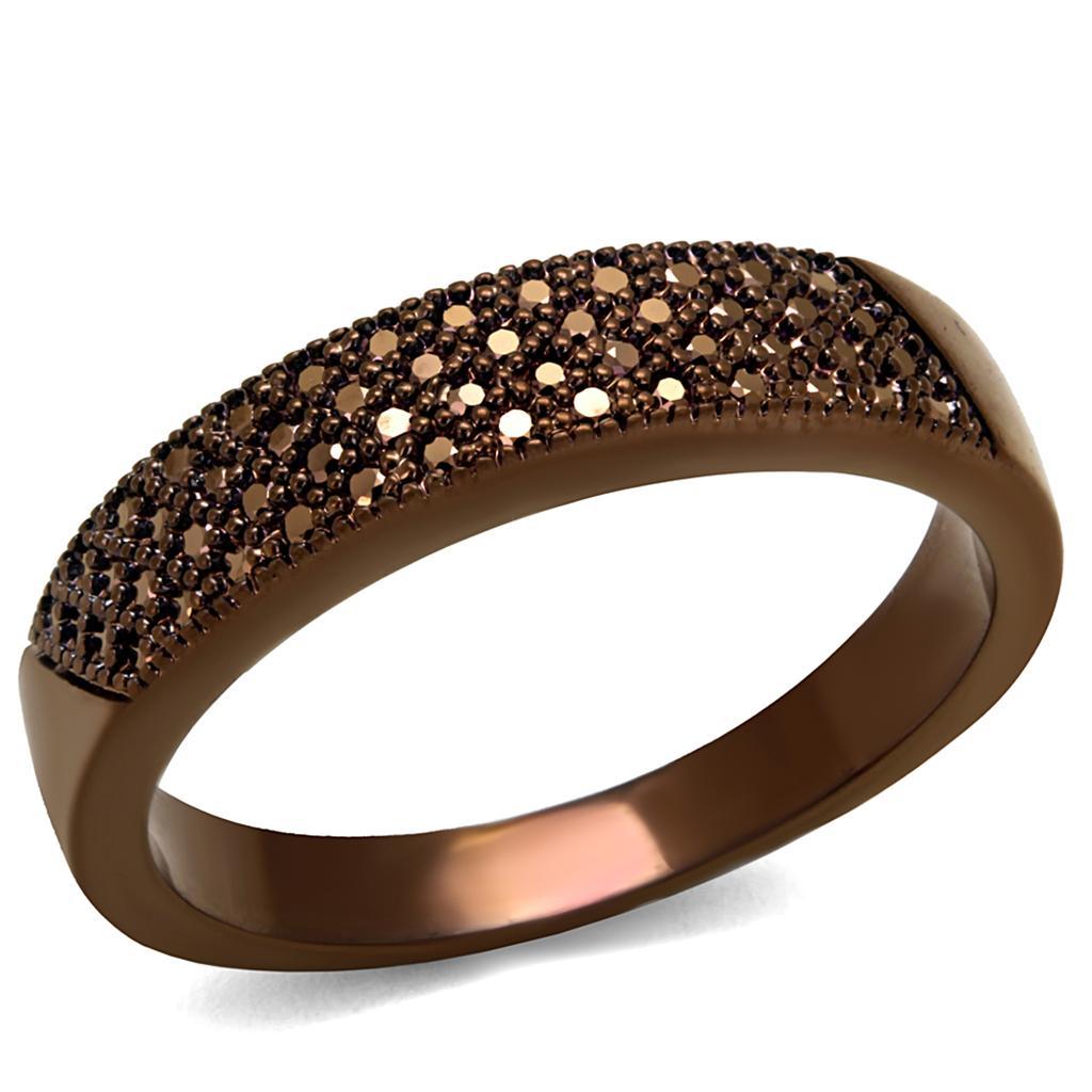 JCE1186 IP Coffee light Brass Ring with AAA Grade CZ  in Light Coffee