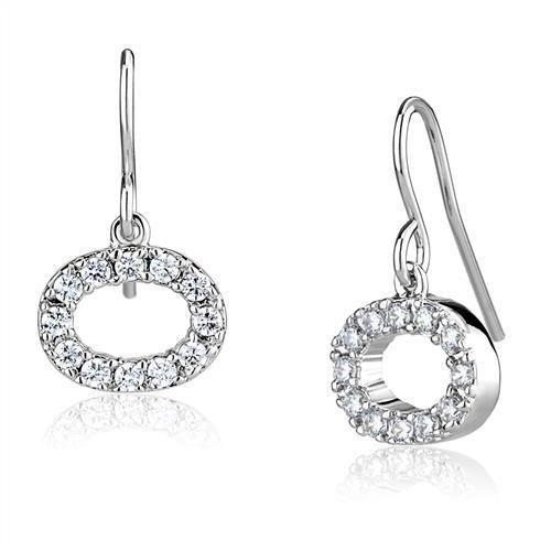 JCE1278 Rhodium Brass Earrings with AAA Grade CZ  in Clear
