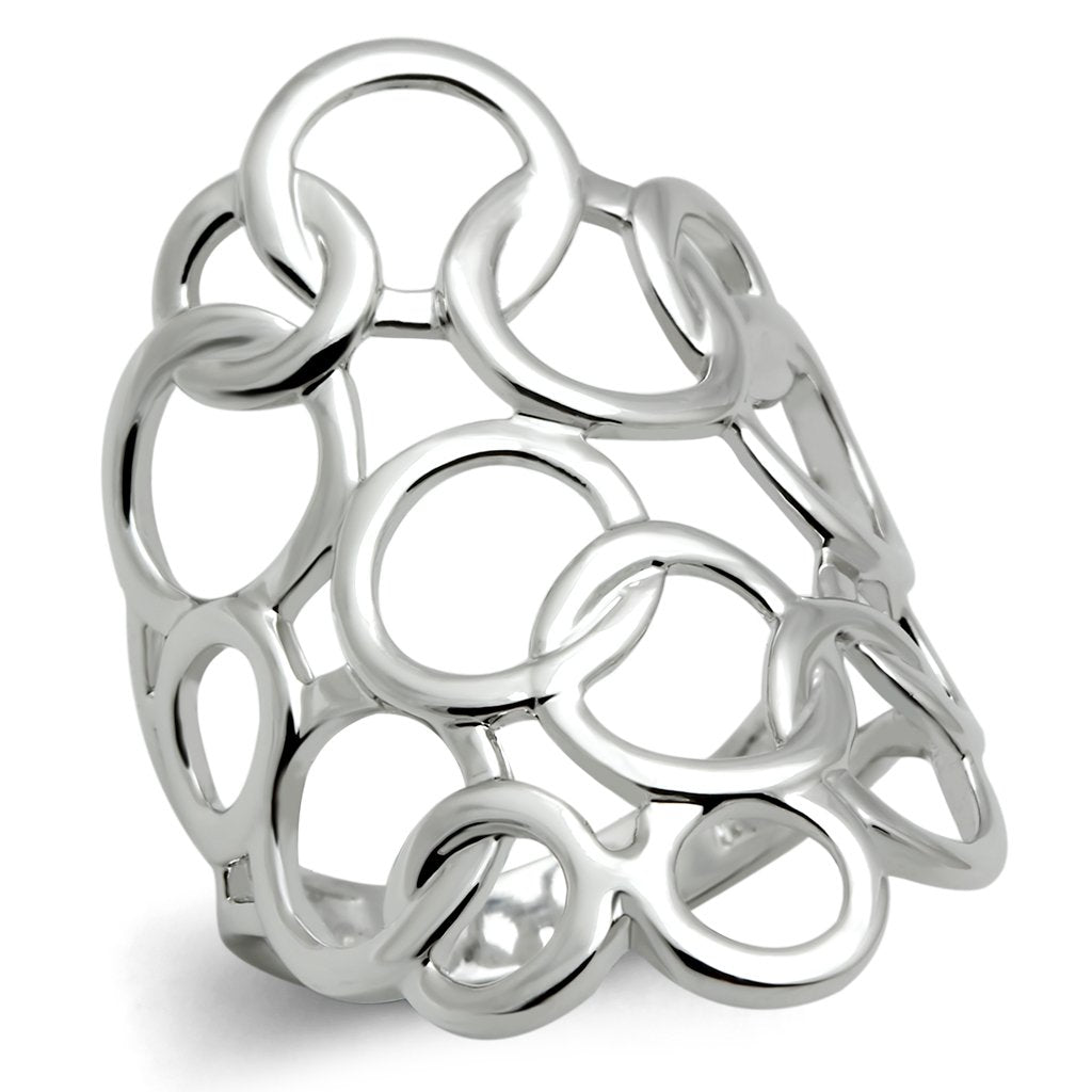 JCE170 Rhodium Brass Ring with No Stone