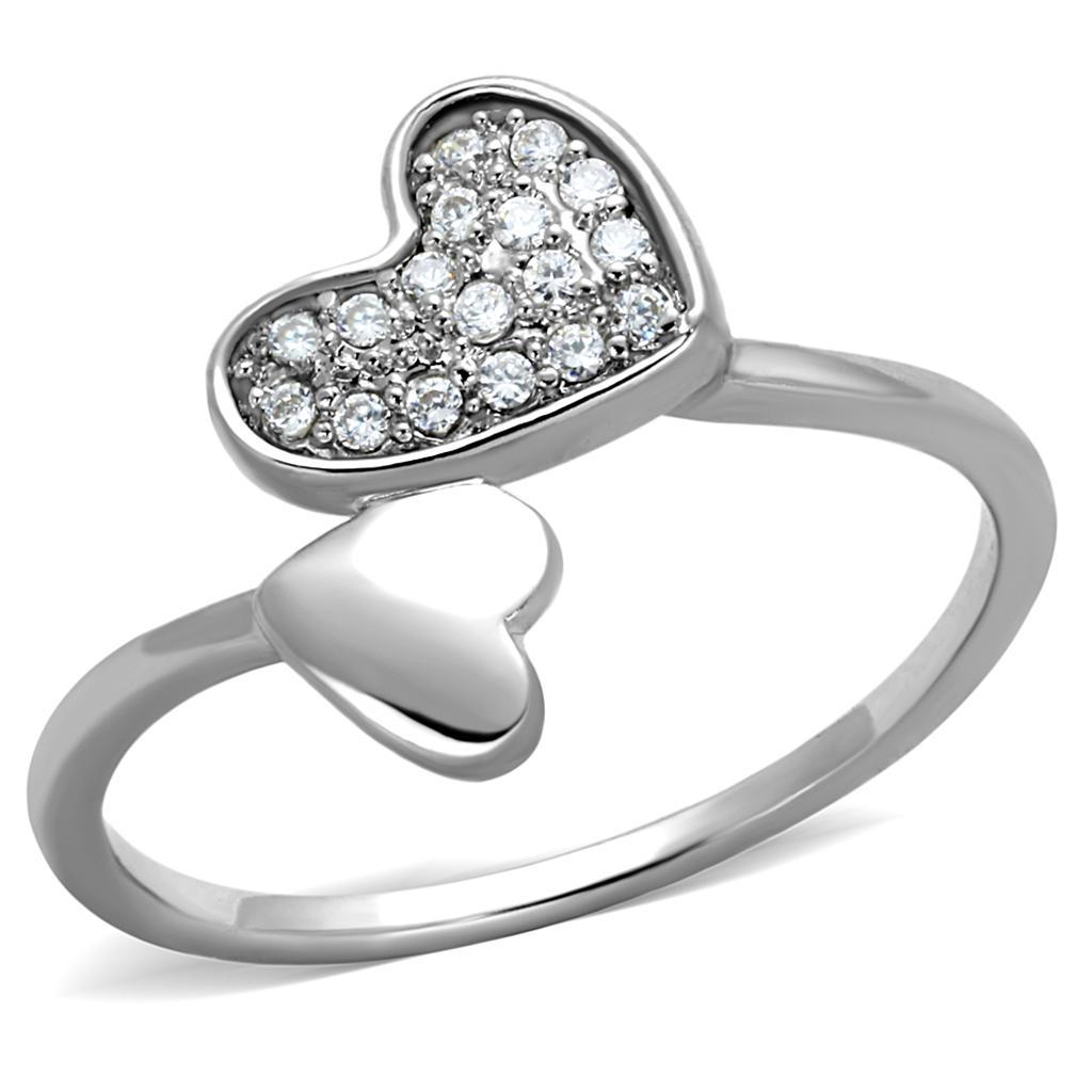 JCE867 Rhodium Brass Ring with AAA Grade CZ  in Clear