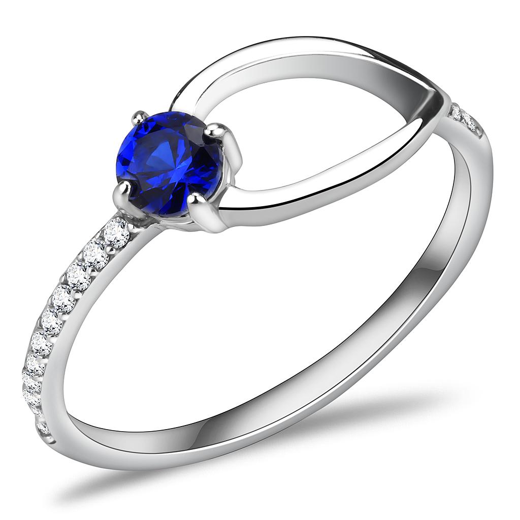 JCE121 High polished (no plating) Stainless Steel Ring with AAA Grade CZ  in London Blue