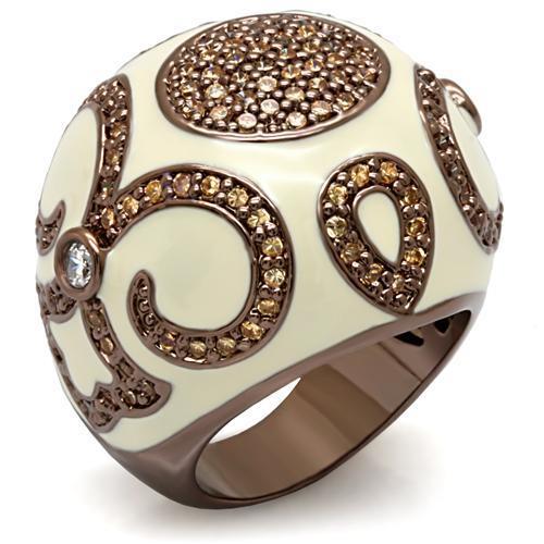 JCE1656 Chocolate Gold Brass Ring with AAA Grade CZ  in Champagne