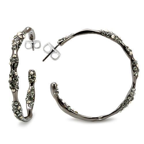 JCE1856 Ruthenium Brass Earrings with Top Grade Crystal  in Black Diamond-Default Title