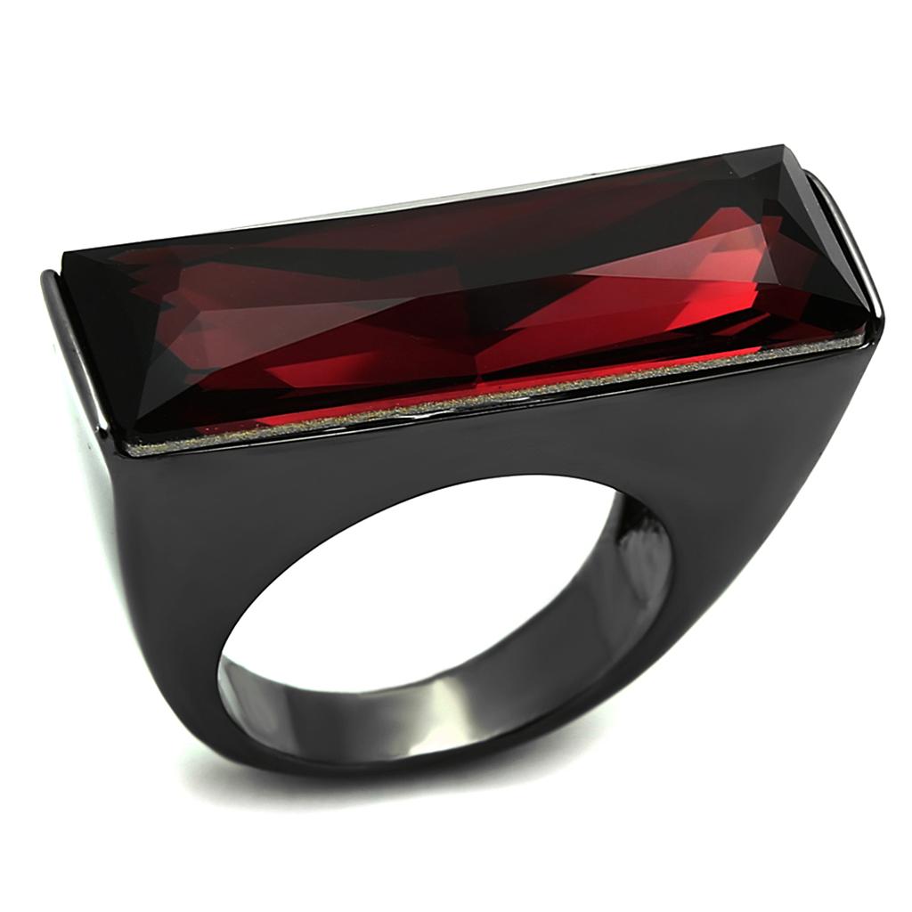 JCE3517 TIN Cobalt Black Brass Ring with Top Grade Crystal  in Siam