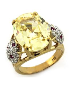 JCEAS1143 Gold 925 Sterling Silver Ring with AAA Grade CZ  in Citrine
