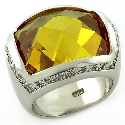 JCEAS820 Rhodium 925 Sterling Silver Ring with AAA Grade CZ  in Topaz