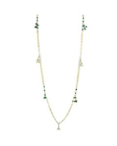 JCES793 Matte Gold 925 Sterling Silver Necklace with Synthetic Turquoise in Multi Color