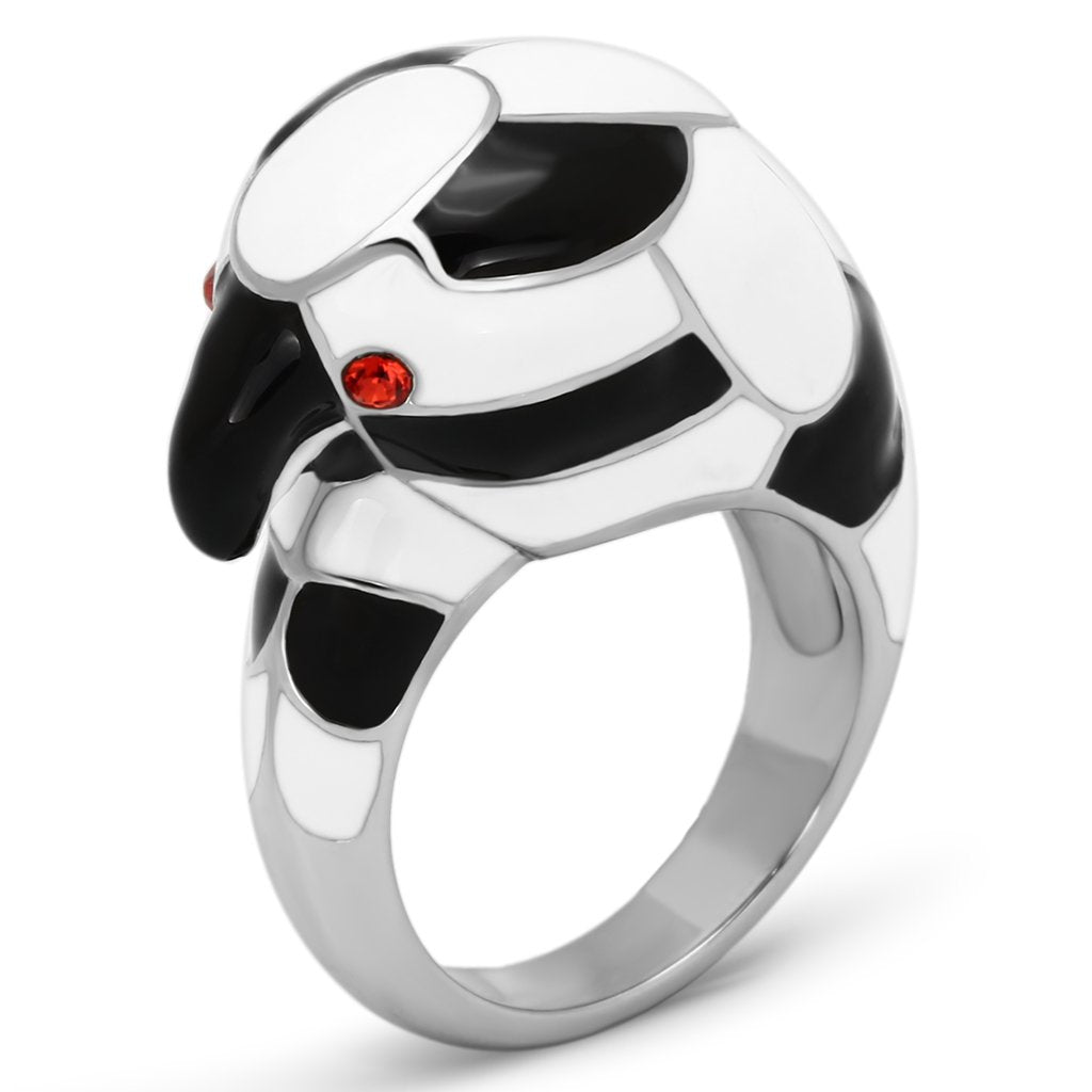 JCE806 High polished (no plating) Stainless Steel Ring with Top Grade Crystal  in Orange