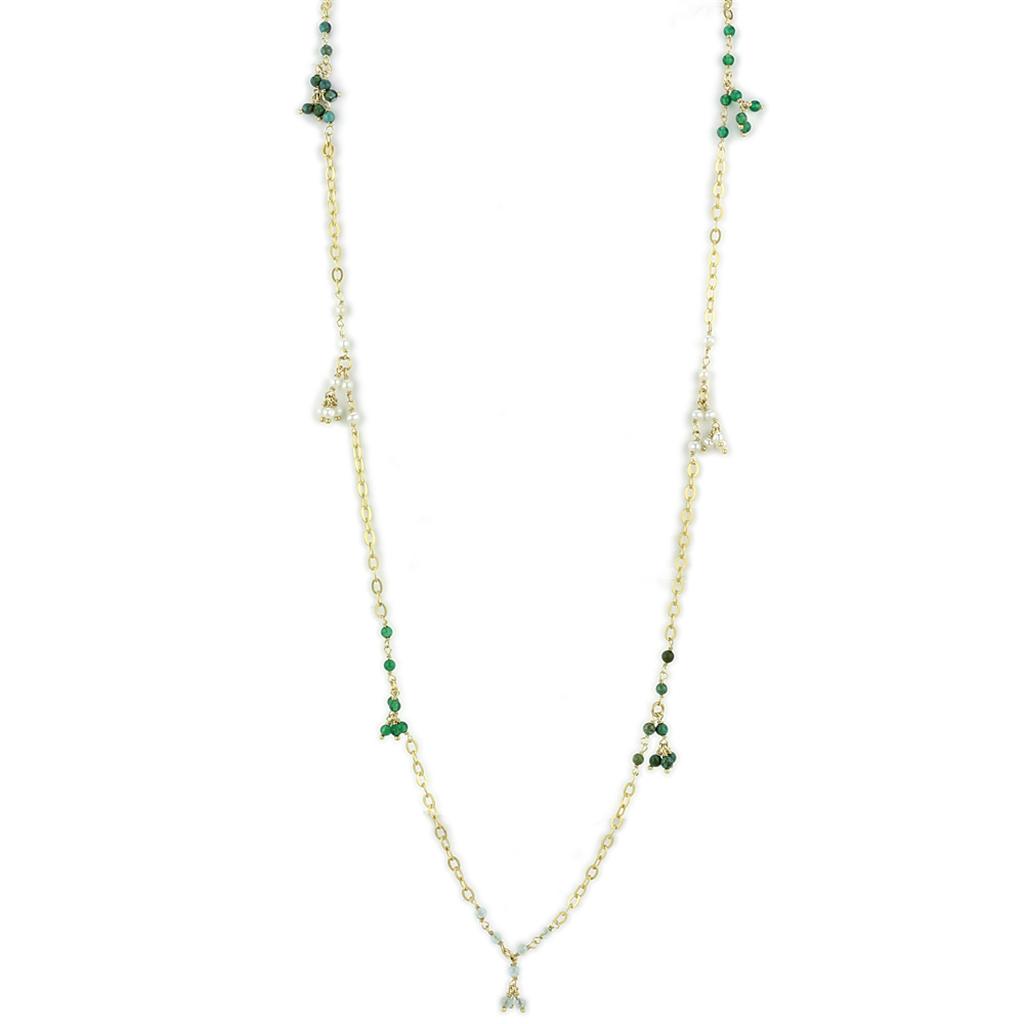 JCES793 Matte Gold 925 Sterling Silver Necklace with Synthetic Turquoise in Multi Color